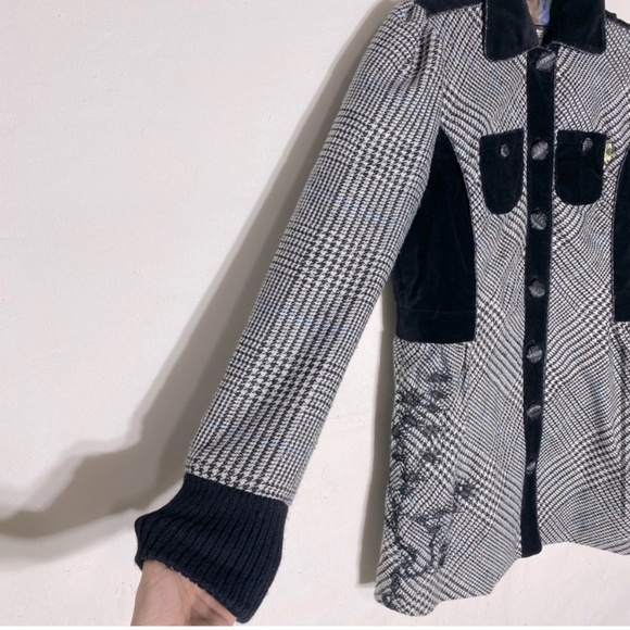 St. Martins Black & White Houndstooth Button Up Jacket S - Picture 10 of 16